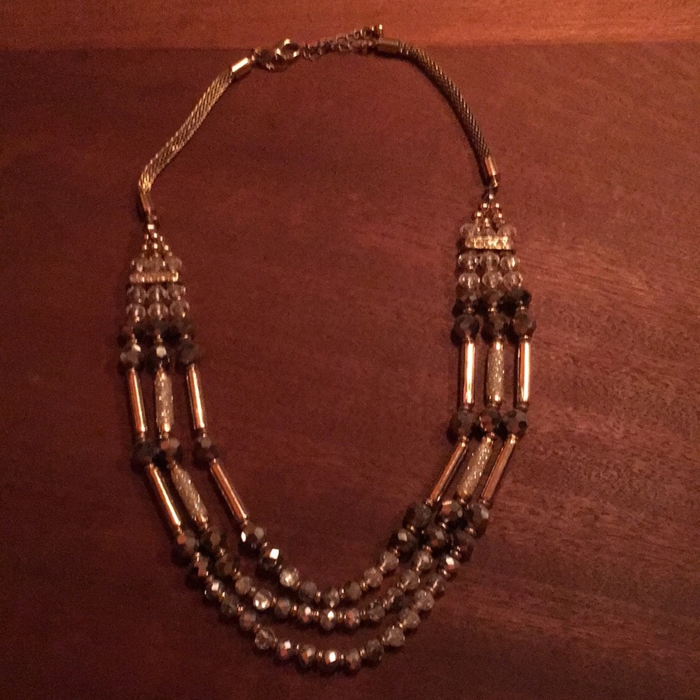 Charming Charlie gold tone beaded necklace with adjustable neckline